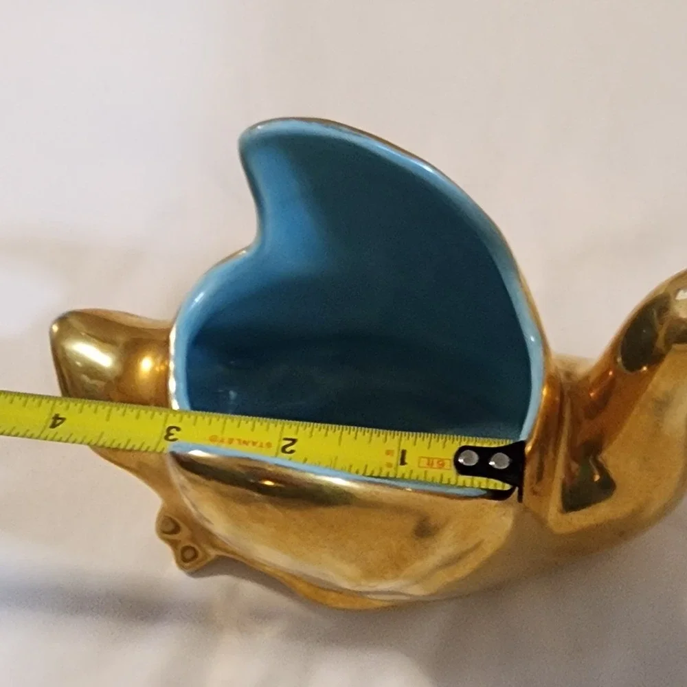 1950's  Gold Swan Ceramic Jewelry‎ Holder- Blue Unbranded